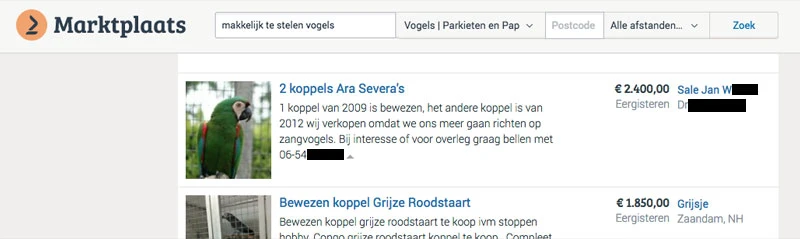 Volière beveiligingscamera's